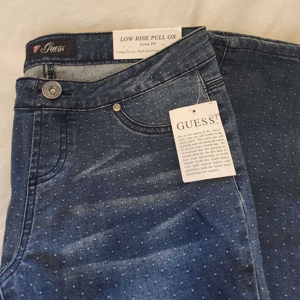 Guess Blue Dotted Pull On Jeans